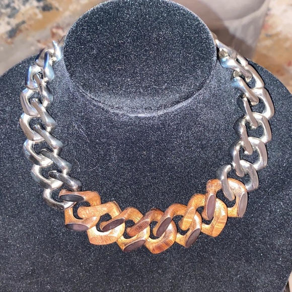 Bcbgmaxazria Wood and Silver Link Necklace - Picture 2 of 6